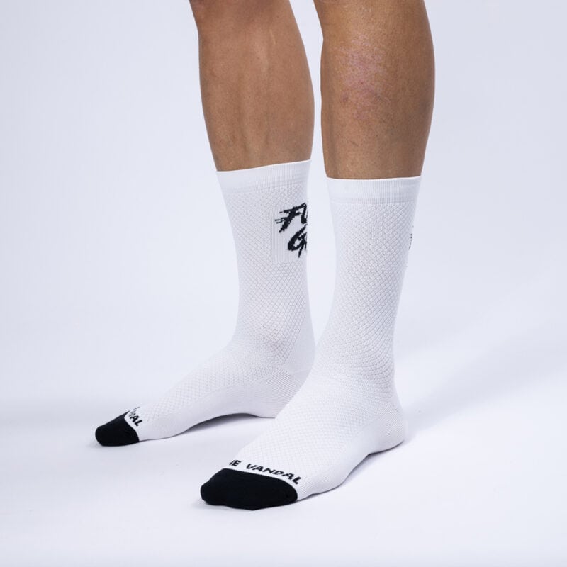 Packshot de chaussettes de performance White Stripes à gaz complet