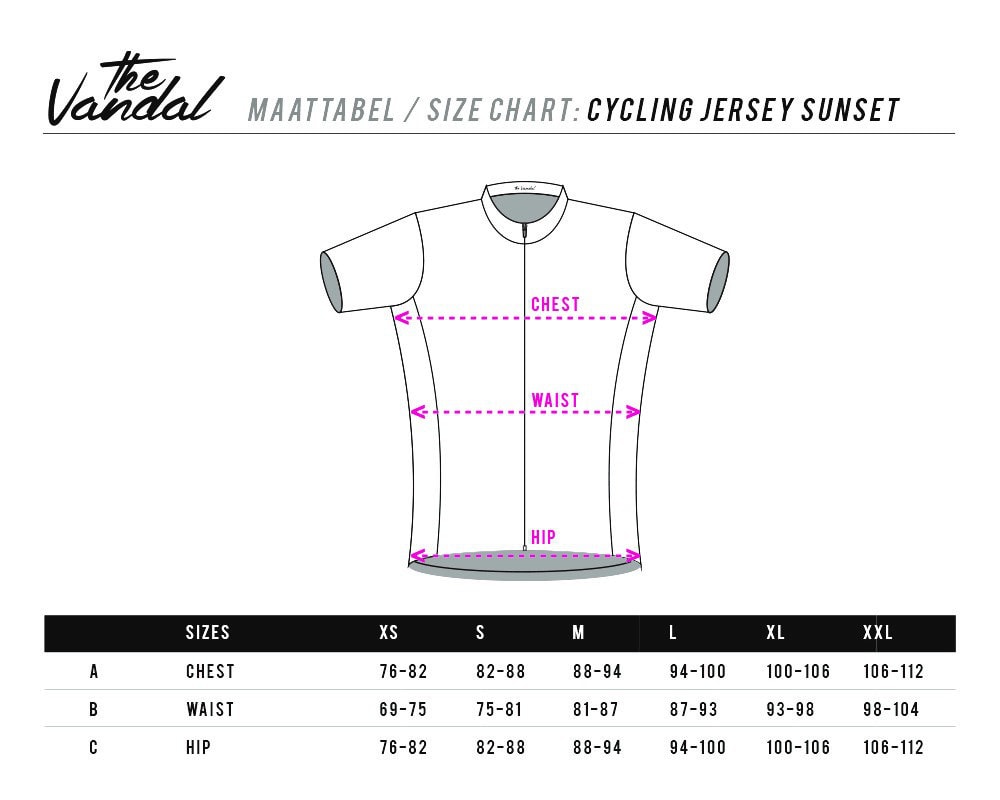 taille maillot cycliste coucher de soleil