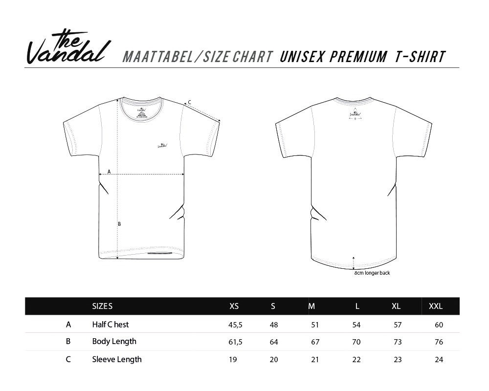 premium shirt size chart